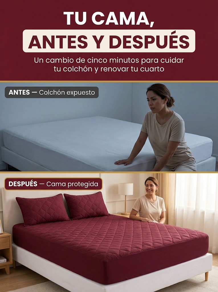 Protector de colchón acolchado + 2 fundas: transformacion