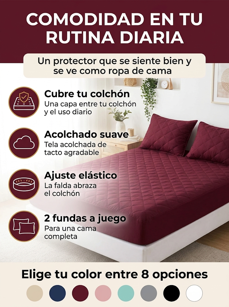 Protector de colchón acolchado + 2 fundas: beneficios