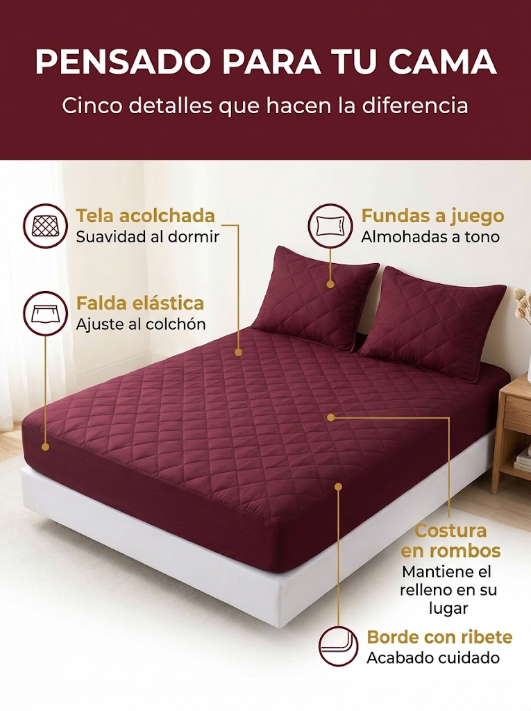 Protector de colchón acolchado + 2 fundas: autoridad