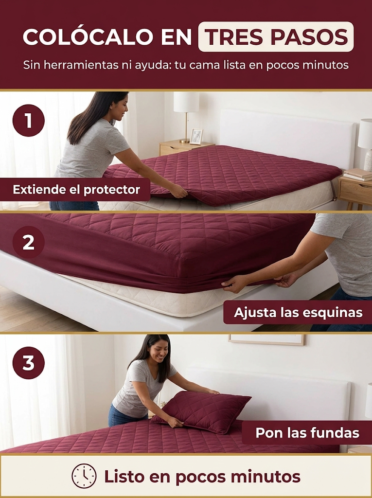 Protector de colchón acolchado + 2 fundas: modo de uso
