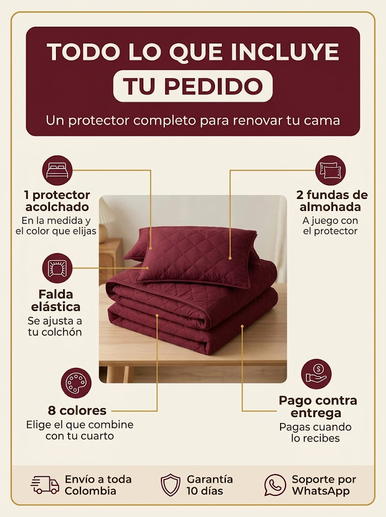 Protector de colchón acolchado + 2 fundas: incluye