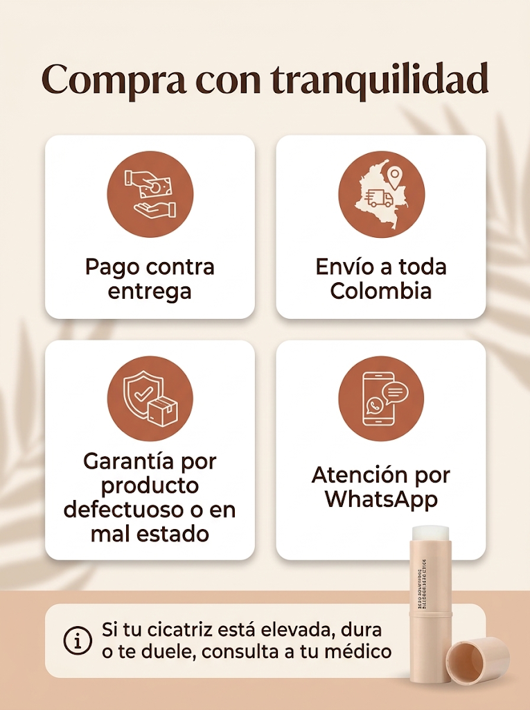 Compra con tranquilidad: pago contra entrega, envío a toda Colombia, garantía y WhatsApp